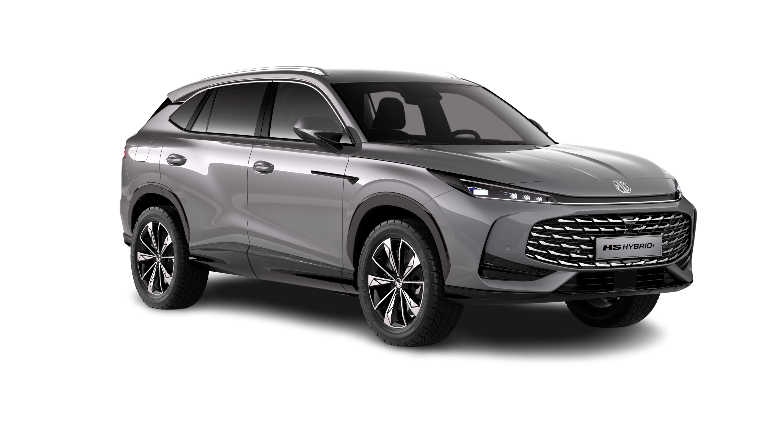 MG HS Hybrid+ in Grau, freigestellte Frontansicht