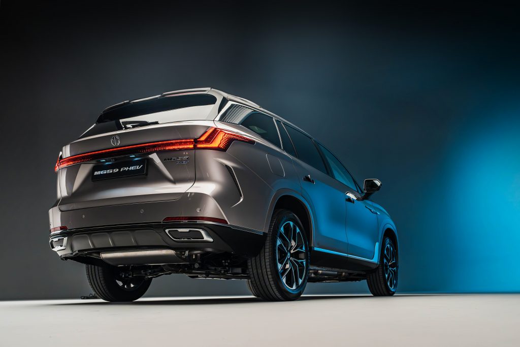 MGS9 Plug-in Hybrid Heckdesign MGS9 Plug-in Hybrid Heckansicht mit LED-Rückleuchten