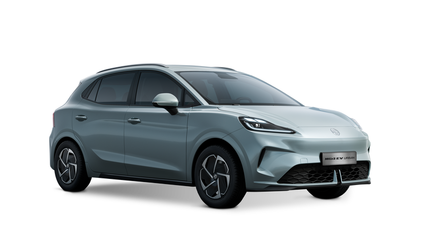 MG4 EV Urban in Stone Green mit 16-Zoll-Leichtmetallfelgen